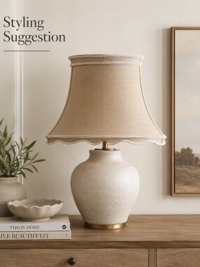 Vintage Gold Fabric Lantern Shade with Cream Trim